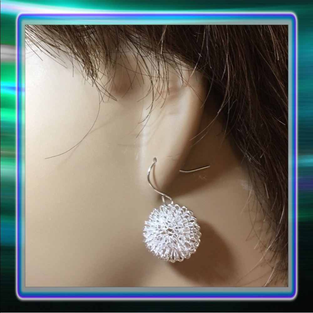 Powder Puff Metal Earrings